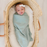 Organic Baby Muslin Swaddle Blankets for Boy or Girl - Eucalyptus Leaves and Sage Muslin Swaddling Blanket 2 Pack