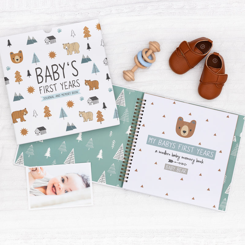 Keepsake Baby Memory Book for Baby Boy or Girl – Timeless Woodland Baby Journal Scrapbook Photo Album for First 5 Years