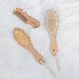 Natural Baby Hair Brush Set - Wooden Brushes and Comb with Boho Travel Bag for Girl or Boy - Soft Goat Hair Brush for Cradle Cap, Bamboo Toddler Hair Brush, Newborn Hairbrush for Scalp Grooming