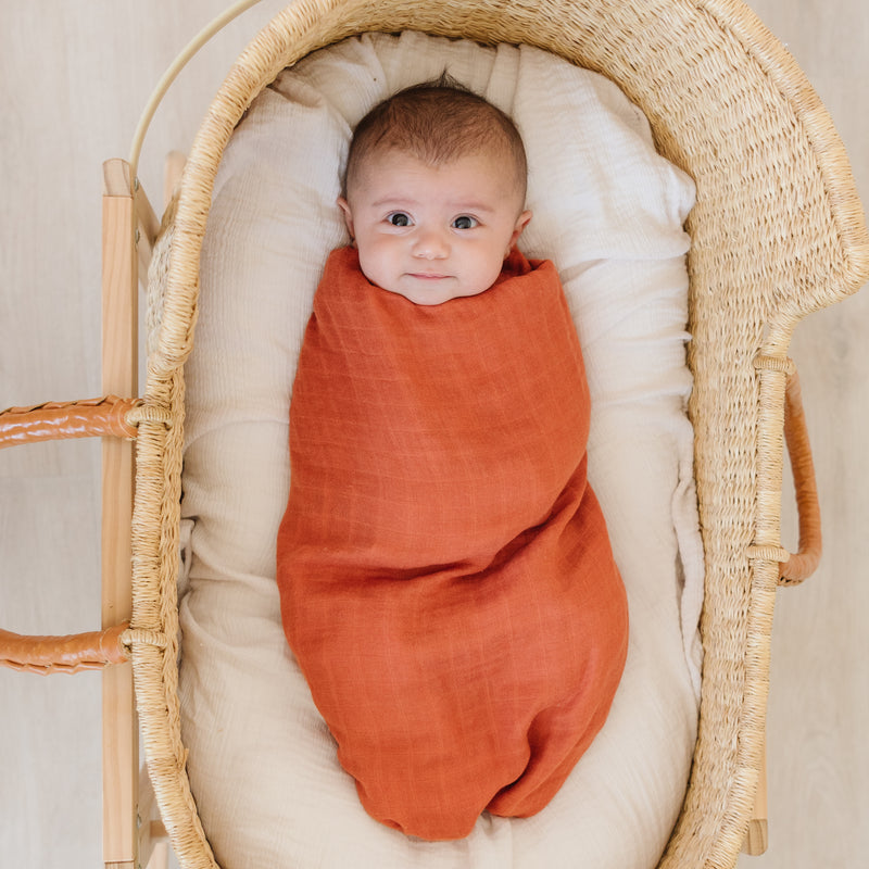 Organic Baby Muslin Swaddle Blankets - Swaddle Blanket 2 Pack - Soft Organic Cotton and Natural Bamboo Muslin, XLarge and Breathable, Boho Rainbow, 47" X 47"